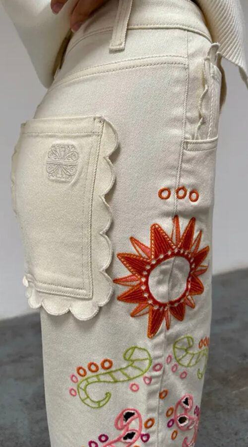 Never Fully Dressed Ecru Enchanted Cut Work Scallop Jean