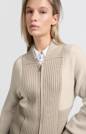 YAYA Knitted Bomber Jacket with zipper and ribbed details - Image 2