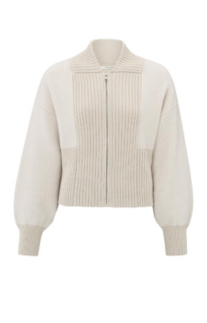 YAYA Knitted Bomber Jacket with zipper and ribbed details - Image 4