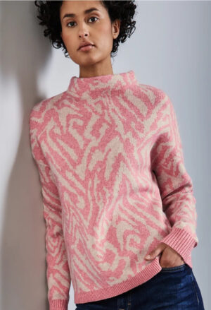 Street One Jacquard Sweater - sugar coral