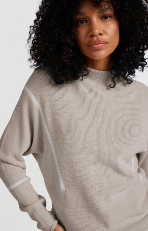 YAYA Sweater with high neck and subtle stripe details - Image 2