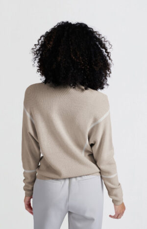 YAYA Sweater with high neck and subtle stripe details - Image 3