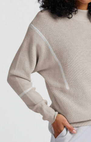 YAYA Sweater with high neck and subtle stripe details - Image 4