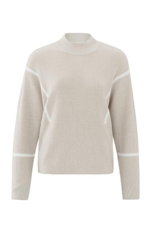 YAYA Sweater with high neck and subtle stripe details - Image 5