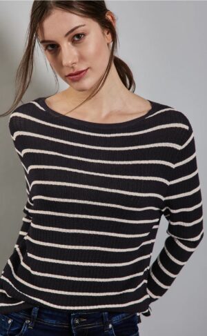 Street One Striped Cropped Sweater