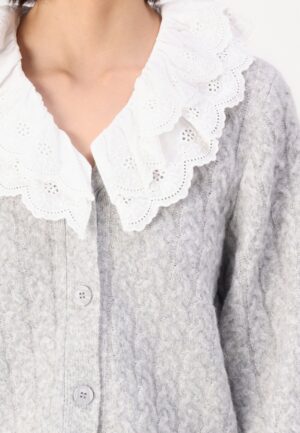 YASelvira LS Knit Cardigan - Light Grey - Image 2