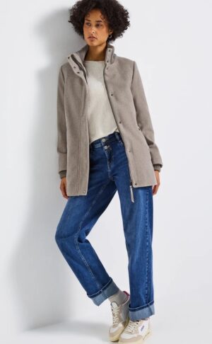 Street One Ribbed Stand Up Collar Coat