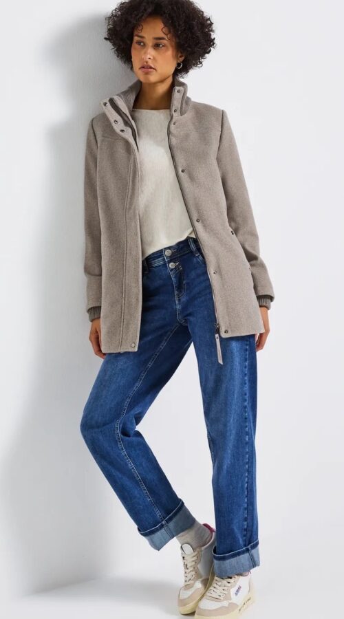 Street One Ribbed Stand Up Collar Coat