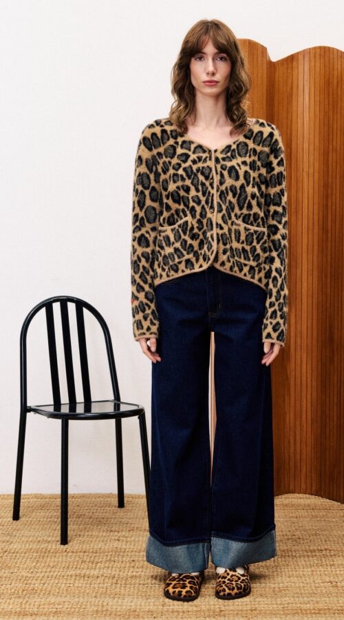 FRNCH Begonia Leopard Cardigan