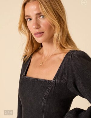 Dark Grey Denim Porth Dress - Image 2