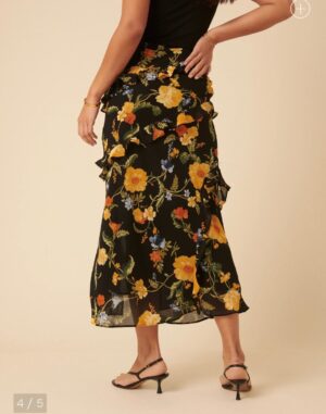 Black Floral Ruffle Skirt - Image 2