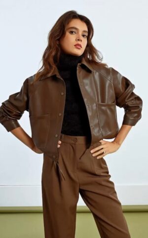 Chocolate Faux Leather Jacket