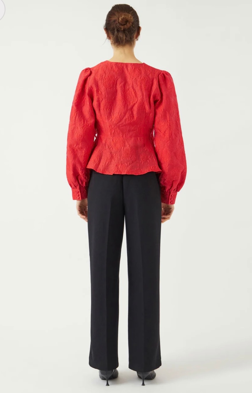 YAS Jorin Long Sleeve Wrap Top Red - Image 2