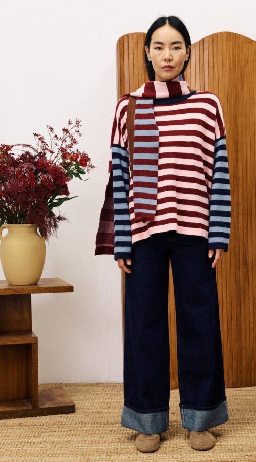 FRNCH Persan Pink Sweater Scarf Set