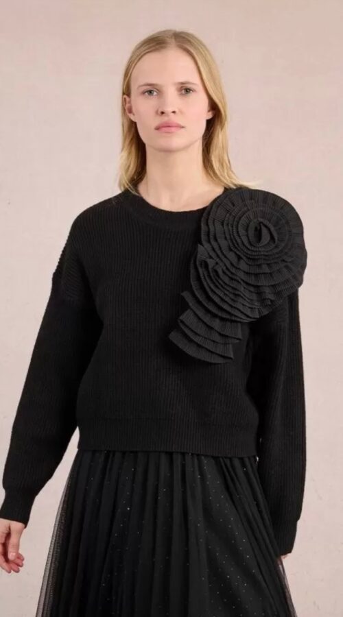Molly Bracken Rose Embossed Knit Black