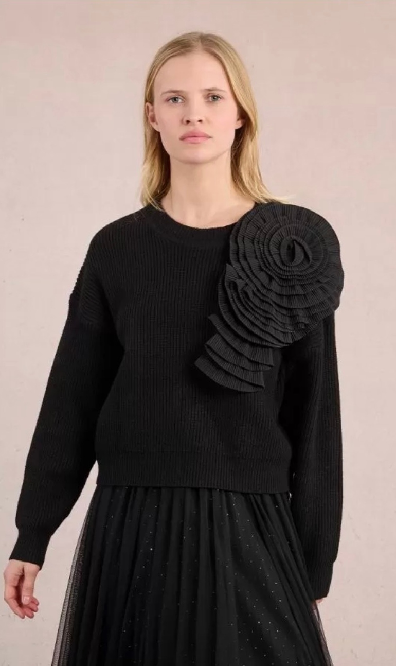 Molly Bracken Rose Embossed Knit Black