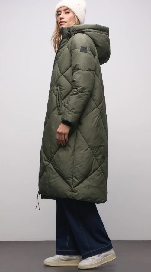 Street One Long Quilted Jacket Cyprus Green