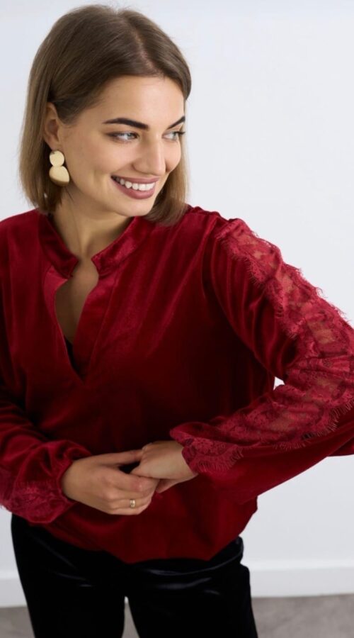 Amy Velvet Burgundy Top