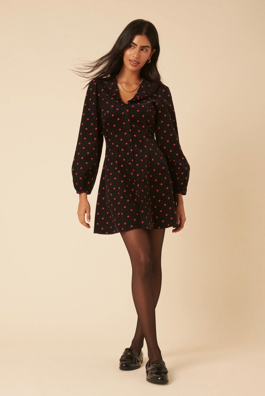 Nobody's Child Black Cord Polka Dot Emma Dress - Image 2