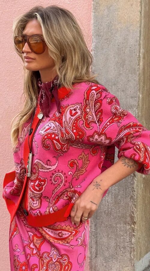 Never Fully Dressed Pink Paisley Oslo Cardigan
