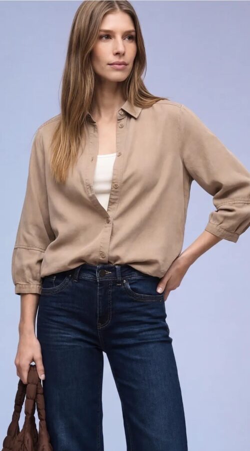 Street One Washed Look Shirt Blouse in Mocha
