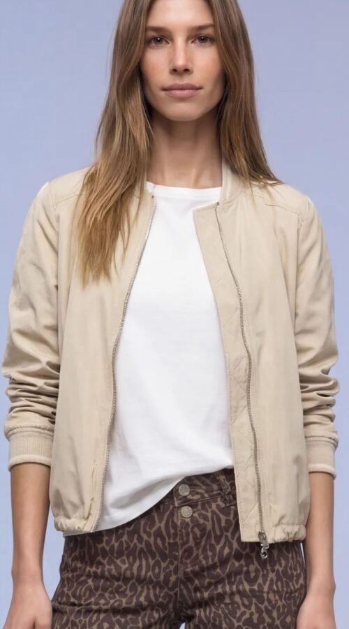 Street One Spring Jacket with Stripe Cotton Beige