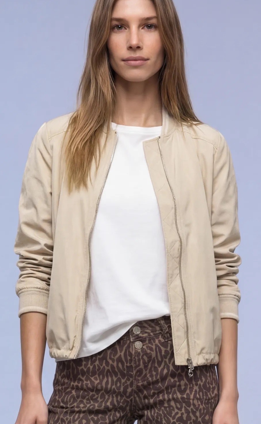 Street One Spring Jacket with Stripe Cotton Beige