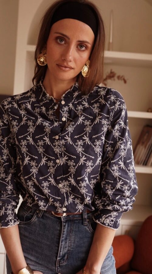 Boho Chic Style Navy Blouse