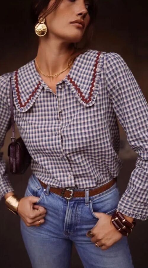 Vintage Gingham Check Blouse