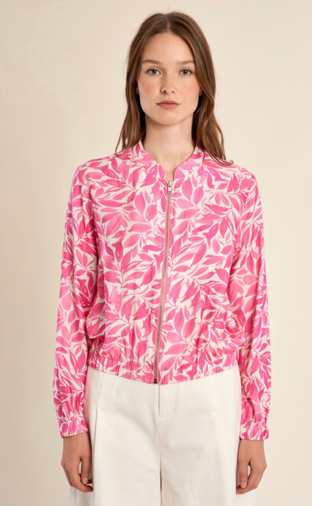Molly Bracken Floral Print Bomber Pink