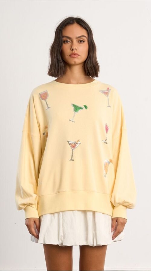 Oversized sweatshirt in yellow cotton