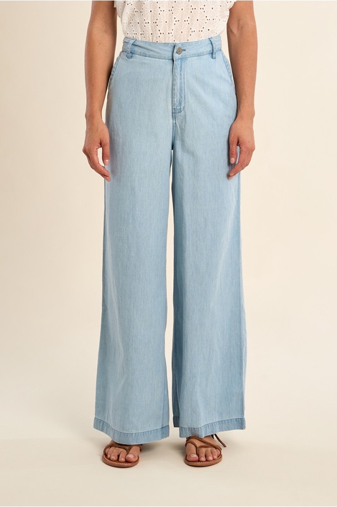 Molly Wide Leg Cotton Light Blue