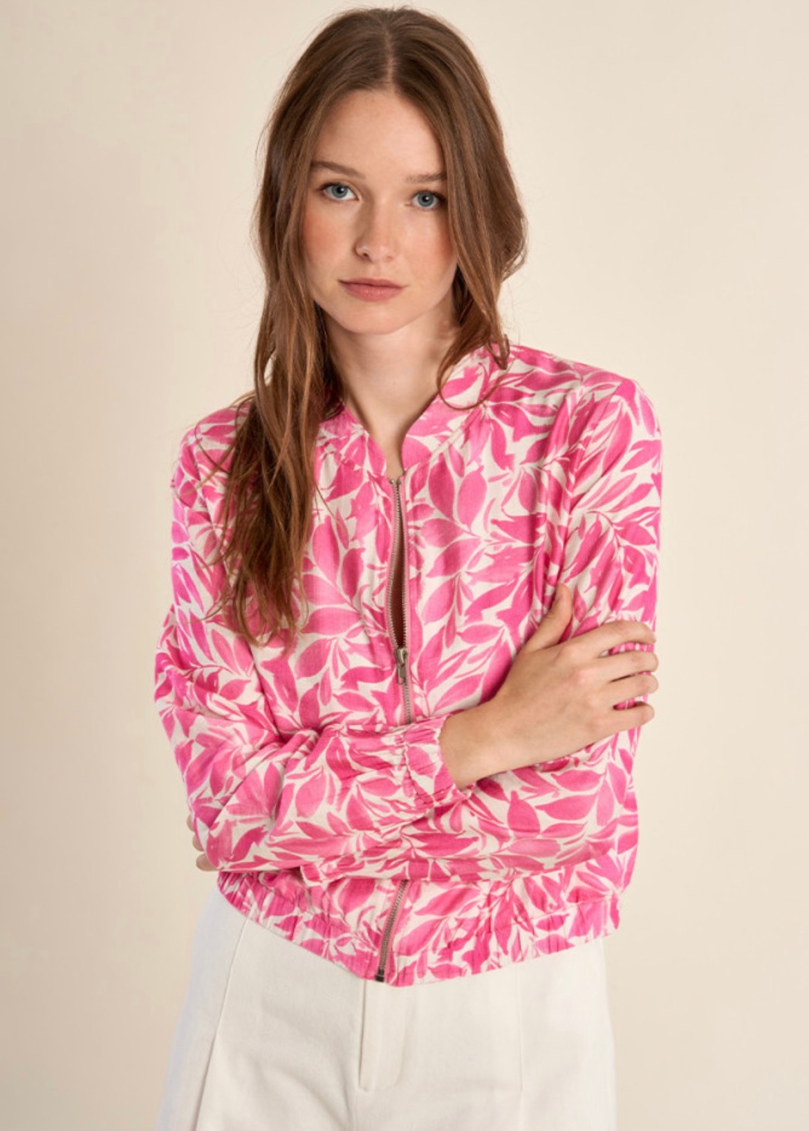 Molly Bracken Floral Print Bomber Pink - Image 2