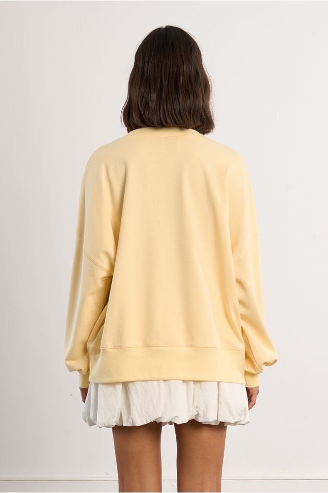 Oversized sweatshirt in yellow cotton - Image 4