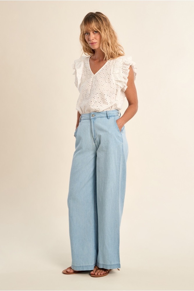 Molly Wide Leg Cotton Light Blue - Image 2