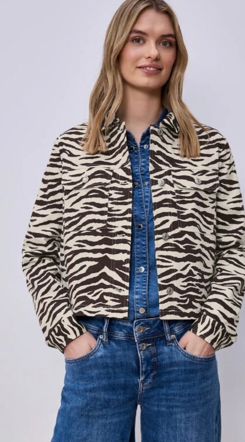 Street One Short Silk Touch Overshirt Jacket Zebra Print