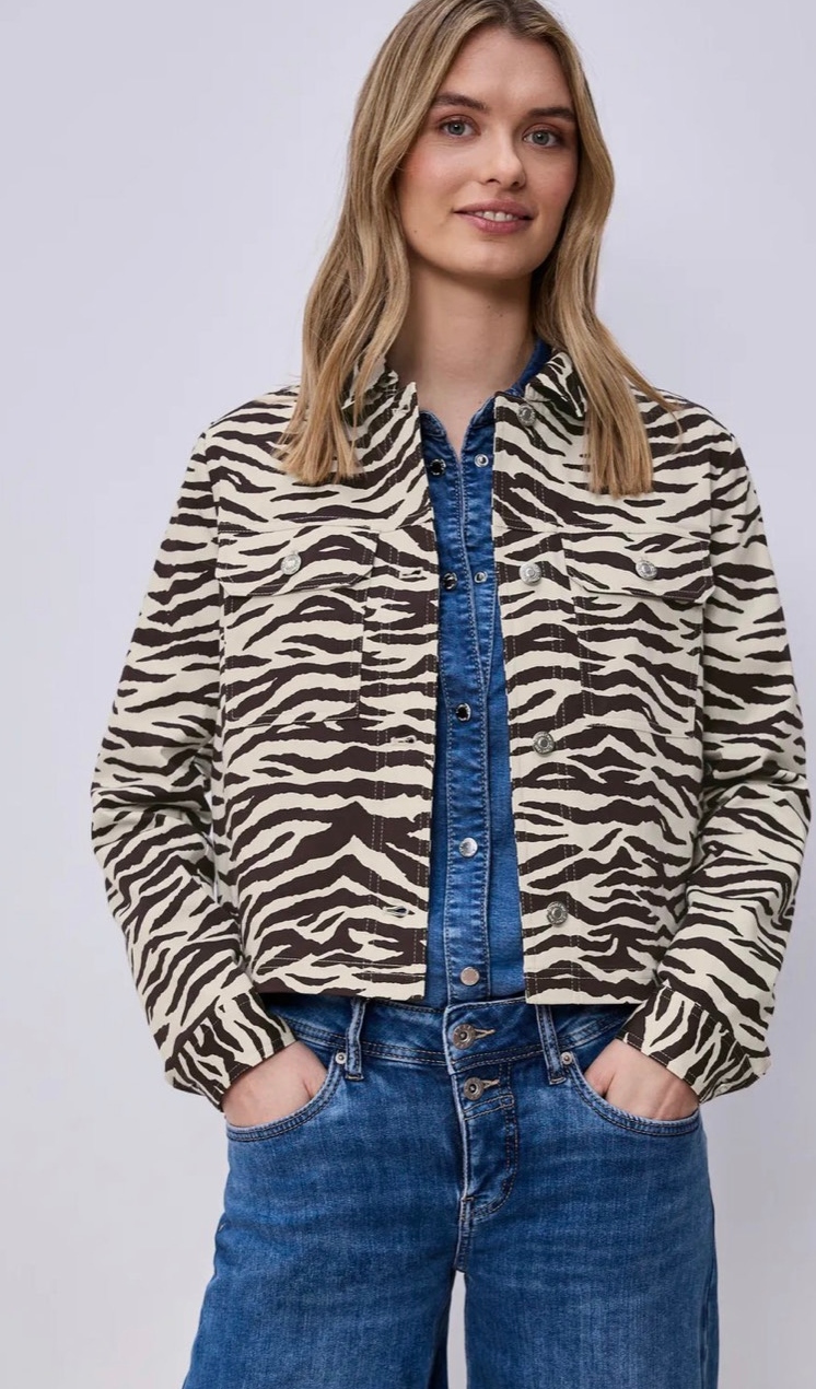 Street One Short Silk Touch Overshirt Jacket Zebra Print