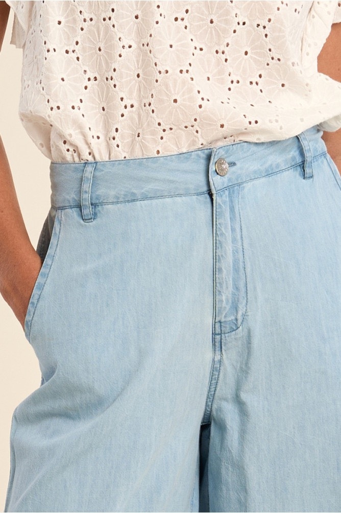 Molly Wide Leg Cotton Light Blue - Image 3