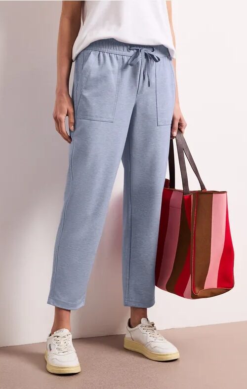 Street One Mid Waist Slim Leg Pants with Elastic Waistband