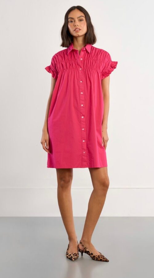 Cotton Shirt Dress Smocked - Molly Bracken