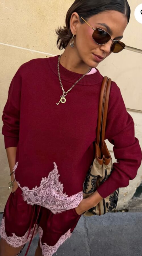 Never Fully Dressed Burgundy Lace Copenhagen Jumper