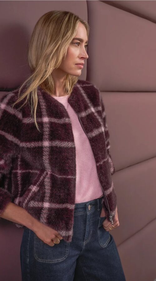 Street One Faux Fur Jacket Pattern Rust Rouge