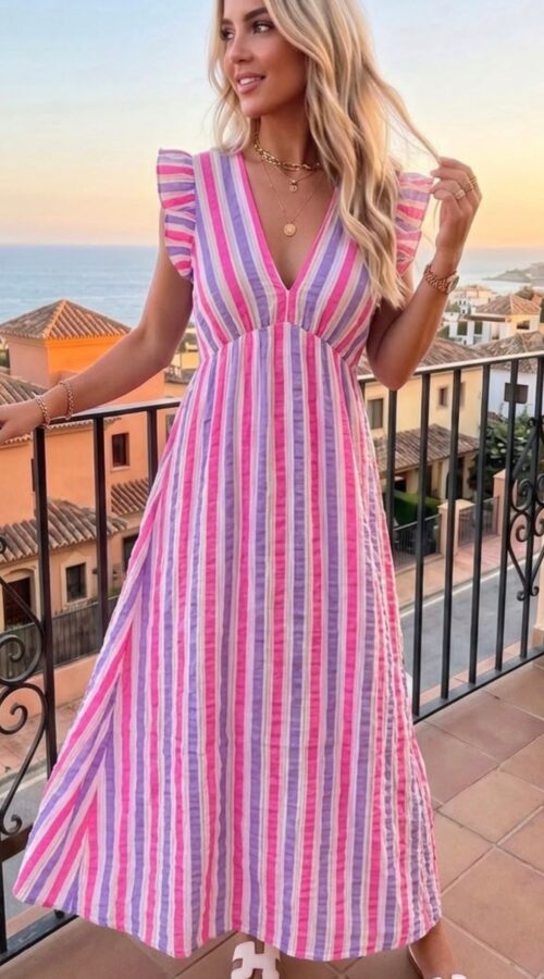 Purple & Pink Stripe Dress