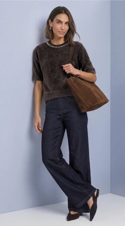 Street One Soft Knit with Gemstones - brown