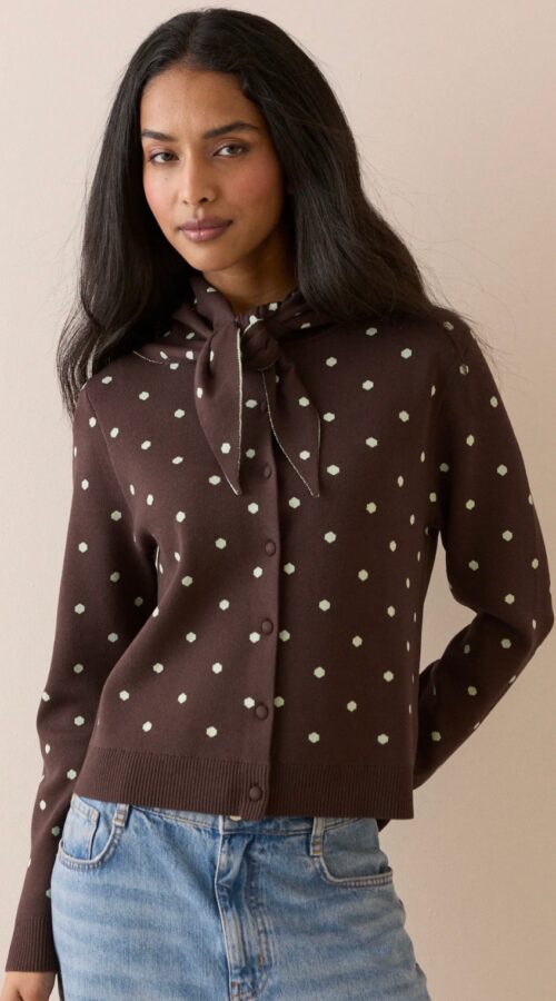 Nobody's Child Polka Dot Jacquard Cardigan