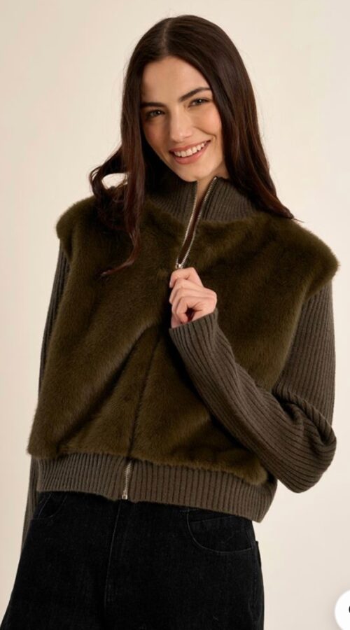 MollyBracken Khaki Zip Up Jacket