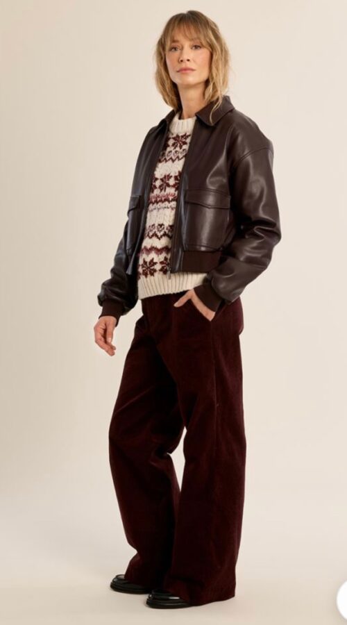 MollyBracken Faux Leather Bomber Jacket